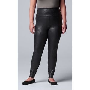 NWT Simply Vera Vera Wang High Rise Faux Leather Leggings Black Snake Print 2X